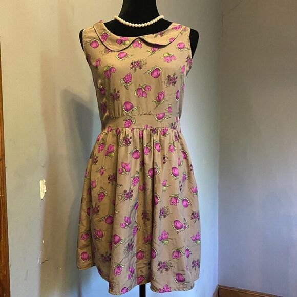 Chyapa Dresses & Skirts - Cottagecore Chyapa Dress Plums Floral Pattern Fruit Spring Dress — Sz 4